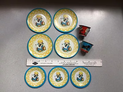 9  Vintage Child’s Tin Dishes And Cups Tea Play Pieces  • $9.99