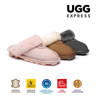 $49 • Buy UGG Slippers Women Men Australian Sheepskin Wool Nonslip Thick Sole Shoes Waffle