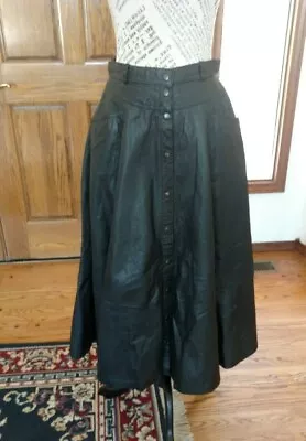 100% Real Genuine Leather Full Swing Skirt Size 12 Waist 27 Length 31 Sweep 104 • $79.99