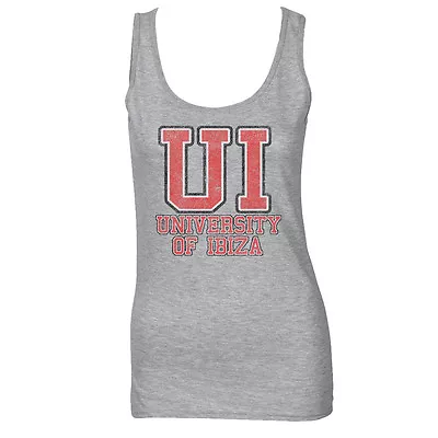 University Of Ibiza Women's Vest Tank Top Vintage Collegiate Logo Sleeveless • $27.37