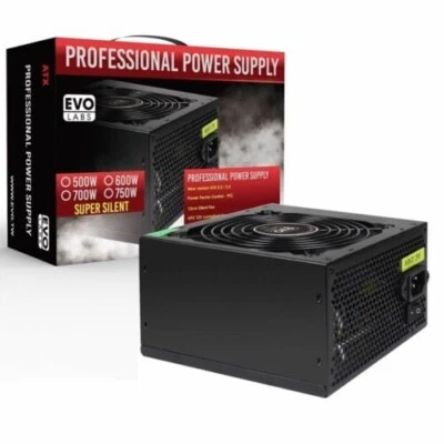 £29.15 • Buy EVO LABS 750W PSU PC Power Supply Unit Quiet 120mm Fan ATX PCI-E SATA Black