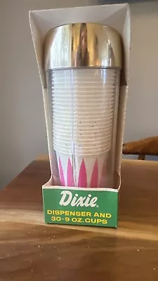 Vintage Dixie Cup Dispenser Wall Mount Silver Top With 9oz Cups New (Read) • $33.25