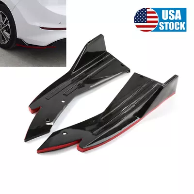 2Pcs Car Rear Lower Bumper Lip Splitter Winglet Modified Gloss Black & Red Line • $46.39