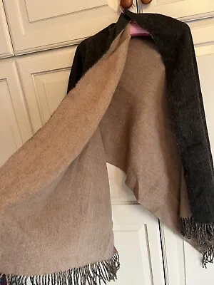 Cashmere Wool Scarf/ Shawl- Marc Cain - Black (charcoal) Beige Reversible - Huge • £18