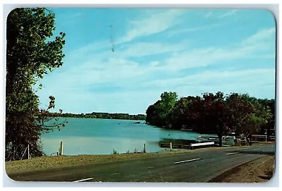 1966 Greetings From River Lake Road Trees Montague Michigan MI Vintage Postcard • $14.98