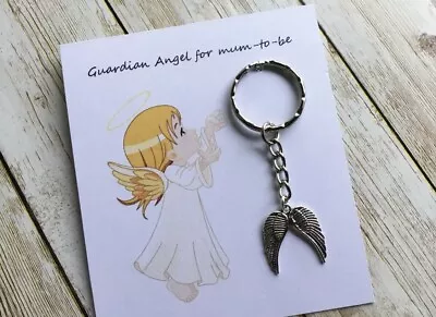 Guardian Angel Wings For Mum To Be Pregnancy Charm Keyring - Baby Shower Gift • £3.80
