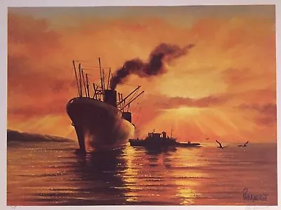   Violet Parkhurst    Tanker At Sunset  Hand Signed  Limited Edition Print A/P • $129