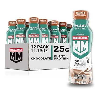 Muscle Milk Plant Based Protein Shake Chocolate 11.16 Fl Oz Pack Of 12 • $43.69