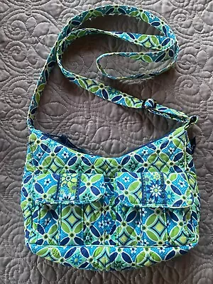 Vera Bradley Daisy Daisy Spring 2008 Crossbody Purse Green And Blue • $9