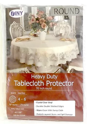 Table Cover Crystal Clear Vinyl Heavy Duty Tablecloth Spill Protector 70  Round • $12.99