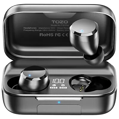 TOZO T12 Pro Wireless Earbuds 4Mic Noise Cancelling Bluetooth 5.0 Earphones IPX8 • $49.99