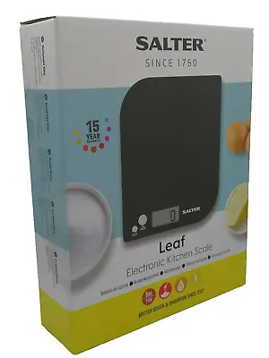 Salter Black 5kg Capacity Electric Food Leaf Digital Kitchen LCD Weighing Scale • £16.95