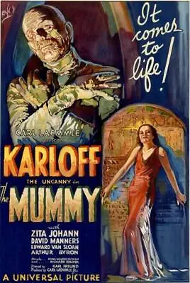 Boris Karloff The Mummy Movie Poster 1932 Campy Classic Horror 24X36 Scary • $13.49