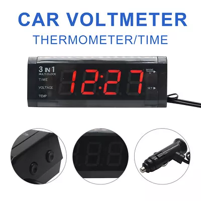 3 In1 LED Voltmeter Digital Display Car Temperature Clock Meter Thermometer AU • $23.99