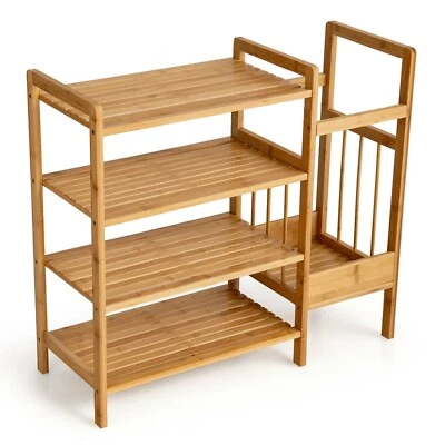 £35.99 • Buy COSTWAY 4-Tier Bamboo Shoe Rack Umbrella Holder Freestanding Wooden Shoe Storage