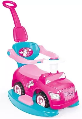 Dolu Toddler 4 In 1 Ride On Unicorn Step Car Push Handle Pink/Purple-Open Box • £35.99