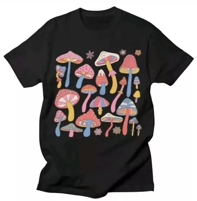 Magic Mushrooms Art T Shirt XL - CHOOSE SIZE (S-5XL) Black • $39