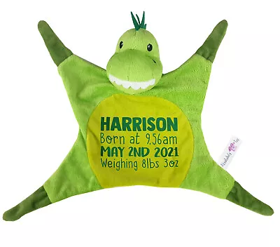 Personalised Baby Snuggle Blanket Dinosaur Soft Plush Comforter Toy Gift • £9.99