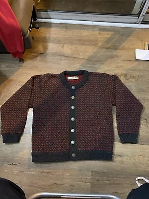 Vintage L.L. Bean Birdseye Fisherman Sweater Norway Cardigan 80% Wool Men’s M • $39.99