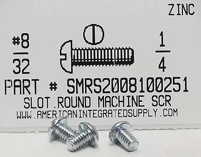 #8-32x1/4 Round Head Slotted Machine Screws Steel Zinc Plated (100) • $8.65