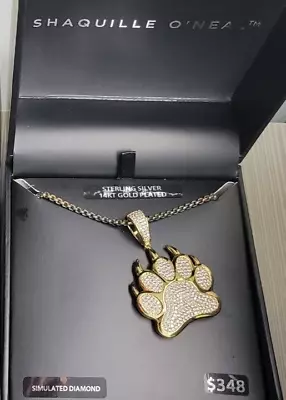 Shaquille O'Neal Men's Simulated Diamond Yellow Gold Plated Sterling Silver Paw • $135