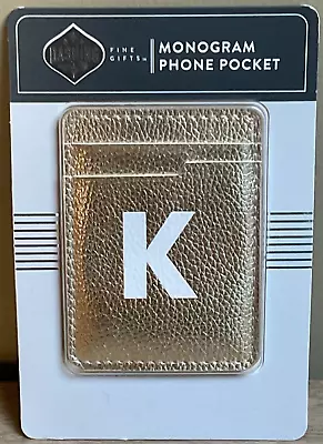 New In Package Letter K Gold Fabric Monogram Cell Phone Adhesive Pocket • $10