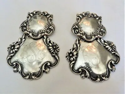 2 5/8  Long Vintage Signed T Foree .925 Sterling Silver Luggage Tag Earrings • $45