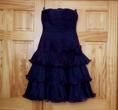 £18 • Buy AFTER SIX Ronald Joyce Vintage Size S Burgundy Taffeta & Organza Strapless Dress