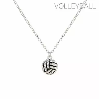 Silver Volleyball Necklace With Clear Stones ( 16934 ) • $9.99