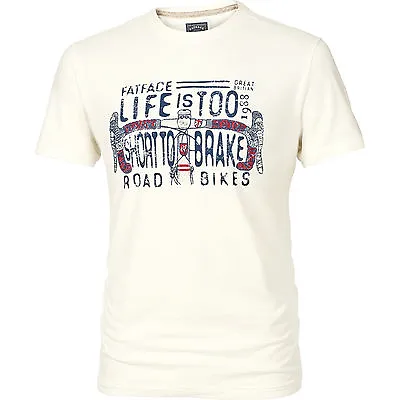 Mens Fatface White Cotton T-shirt  Life Is Too Short  Sizes Smlxlxxl Rrp £20 • £11.99