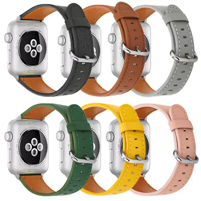 £1.89 • Buy For Apple Watch IWatch 8 7 6 5 4 3 2 Genuine Leather Replacement Wristband Strap