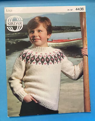 Lopi Sweater Knitting Pattern 24-32  Chest Sirdar 4436 • £3.95