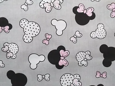 100% Cotton Grey Black Pink Mickey Mouse Disney Fat Quarter 50x80 Saw Fabric  • £4.20