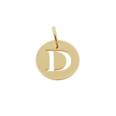 9ct Gold Plated Personalised Cut Out Any Initial Letter Pendant A-Z Disc Charm • £25