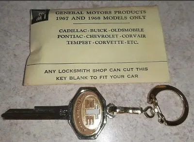 $9.95 • Buy Vintage Uncut 1967 1968 General Motors GM Key Blank Key Chain Corvette Corvair