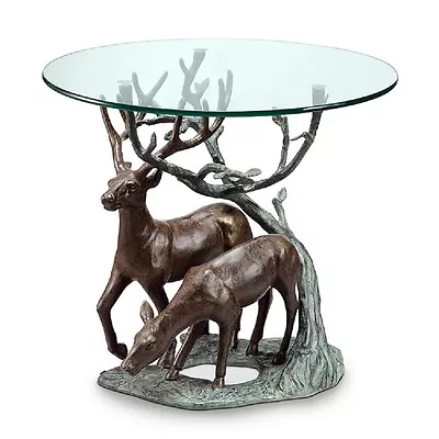 Deer Pair Accent End Table Stag Antler Rustic Cabin Lodge Wilderness Sculpture  • $798