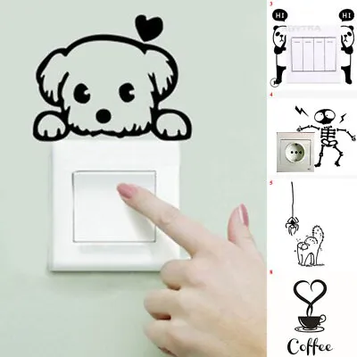 3D Cat Dog Cartoon Switch Sticker Wall Decal Mural Art Kid Room Home Decor DIY • $0.94