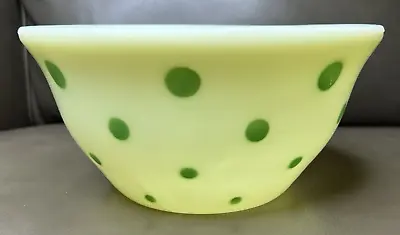 McKee Jadeite Green Polka Dots On Custard Glass 9  Bell Shape Mixing Bowl GLOWS • $475