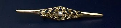 Vintage Signed FREIRICH Brooch Bar Pin With Pearl • $8.95