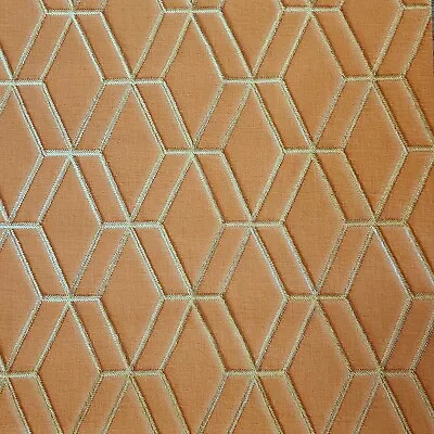 Orange Gold Metallic Geometric Faux Fabric Textured Triangle Geo Lines Wallpaper • $3.90