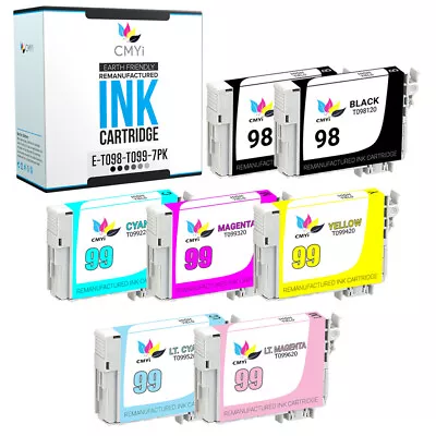 7PK Black Color 98 99 Ink Cartridges For Epson T098 T099 2BK 1CMY 1LC 1LM Combo • $24.19