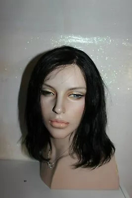 $500 • Buy Lace Front Human Hair Wig. Darkest Brown Almost Black Color 1B Monofilament Top