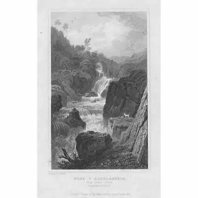 CAENARVONSHIRE Pont Y Rhydlanfair Near Capel Curig - Antique Print 1831 • £6.99