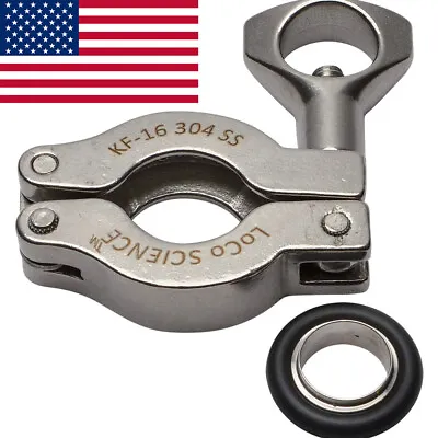 KF-16 NW-16 STAINLESS Steel Vacuum Clamp & SS Viton Centering Ring LoCO Science! • $14.99