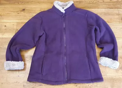 Cotton Traders Plum Fleece Jacket With Faux Fur Lining Size 16 • £15