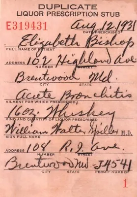 Old Doctor Whiskey Spiller Prohibition Prescription Stub Bar DC Maryland 1931 • $35