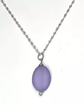 Lavender Oval Seaglass Pendant Only Handmade. 925 Sterling Silver. • $15.30