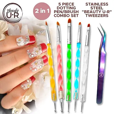 Nail Art Kit For Beginners Nail Art Supplies Brush And Rhinestone Set • $7.88