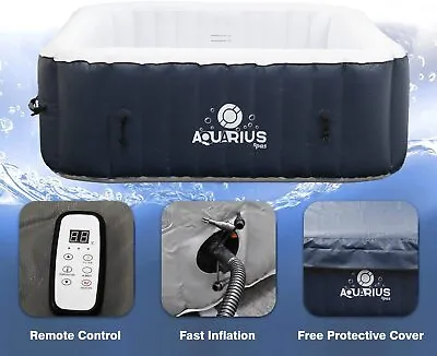 Aquarius 6-Person Inflatable Hot Tub Square Spa Inc UVC Sanitizer 1 YR Warranty • £299.99