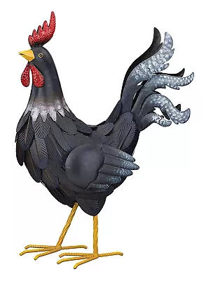 Outdoor/Indoor Accent Metal Black Rooster Figurine Statues 20 Inch Tall • $58